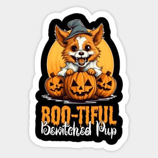 Boo-tifully Bewitched Puppy Dog Halloween Sticker